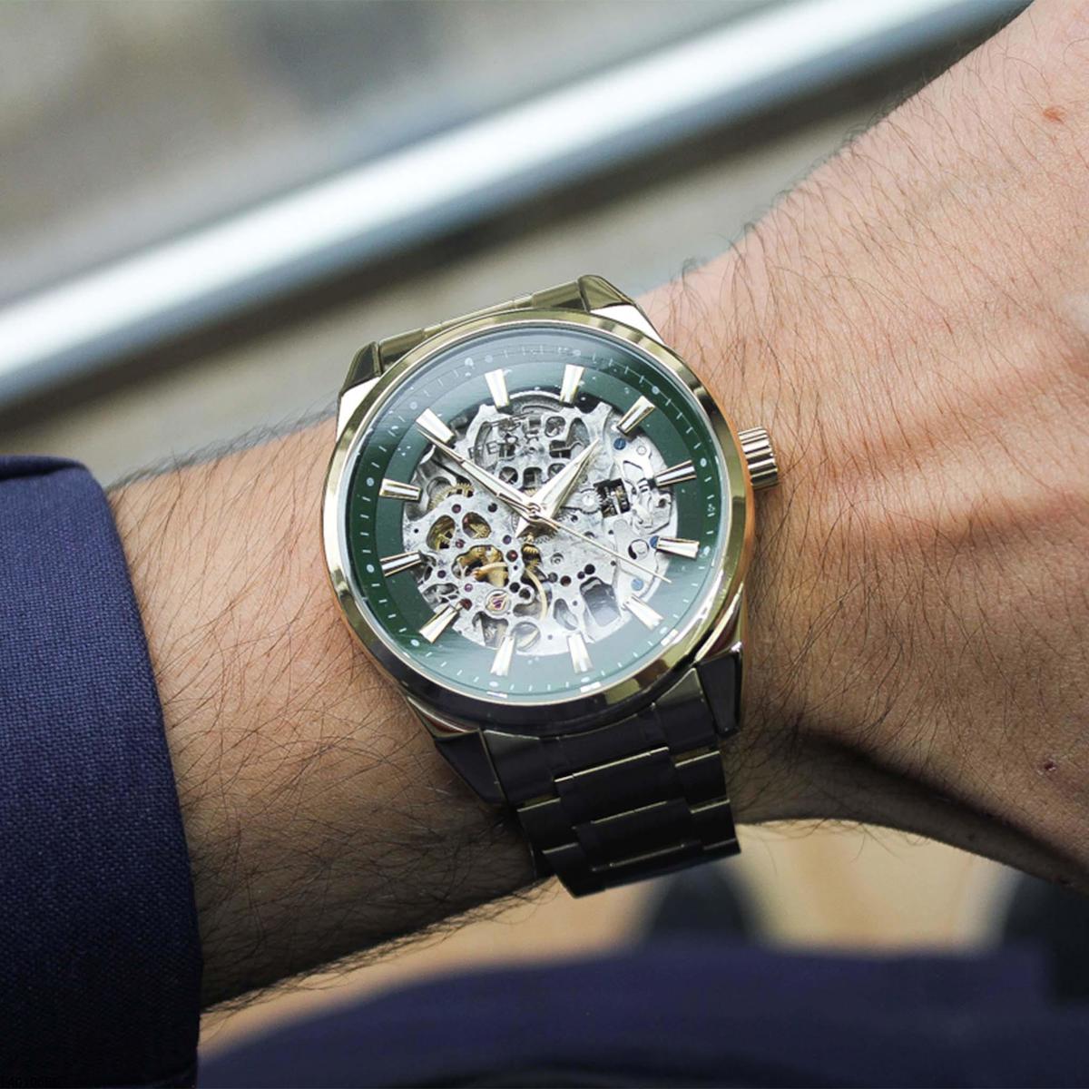Ferro F40106B6 45 mm Altın Çelik Kordon Analog Erkek Kol Saati