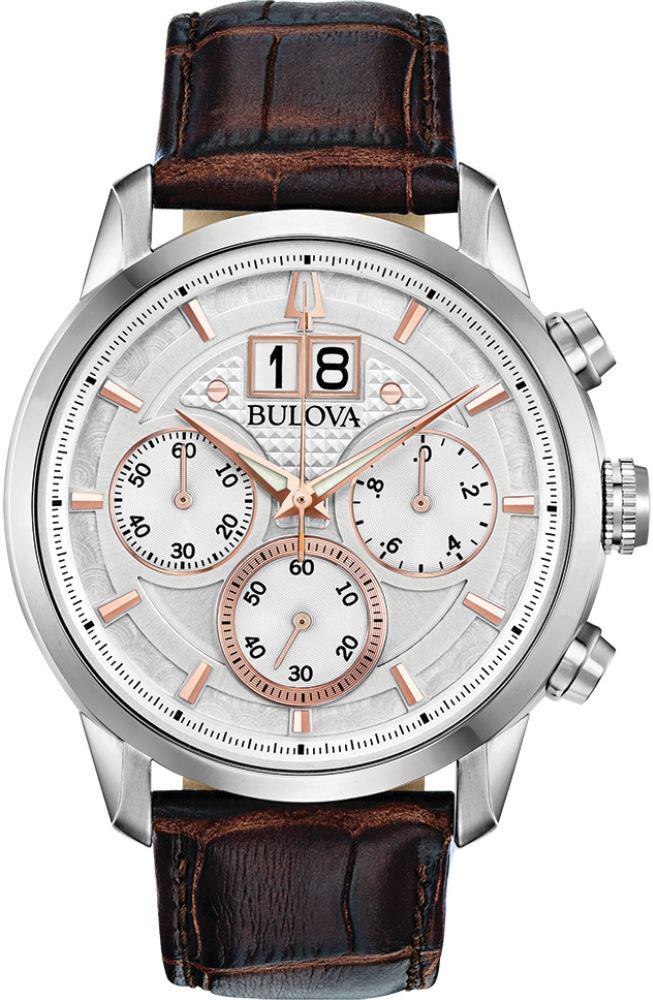 Bulova 96B309 Takvimli 44 mm Kahverengi Çelik Kordon Analog Kol Saati