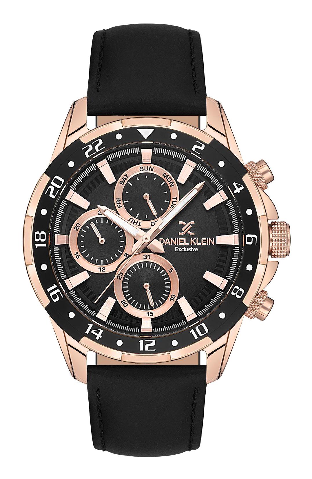 Daniel Klein DK.1.13641-2 Takvimli 44 mm Siyah Deri Kordon Analog Erkek Kol Saati
