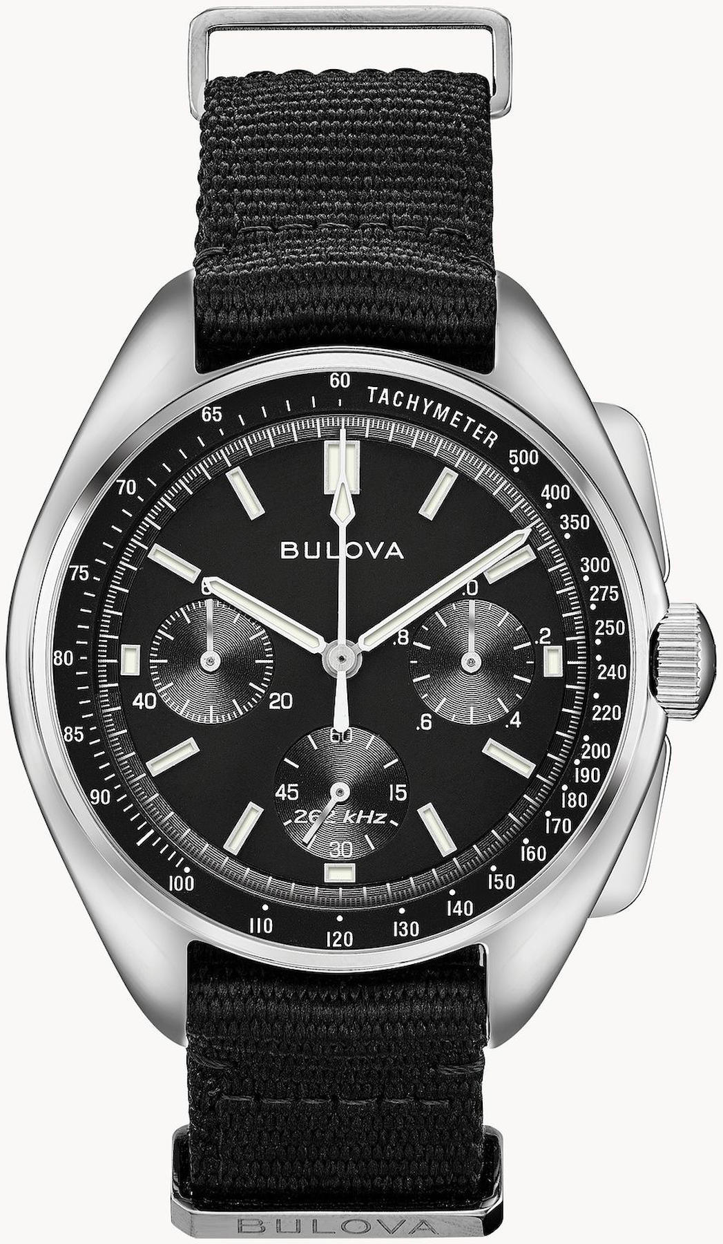Bulova 96A225 Takvimli 45 mm Siyah Kanvas Kordon Analog Kol Saati