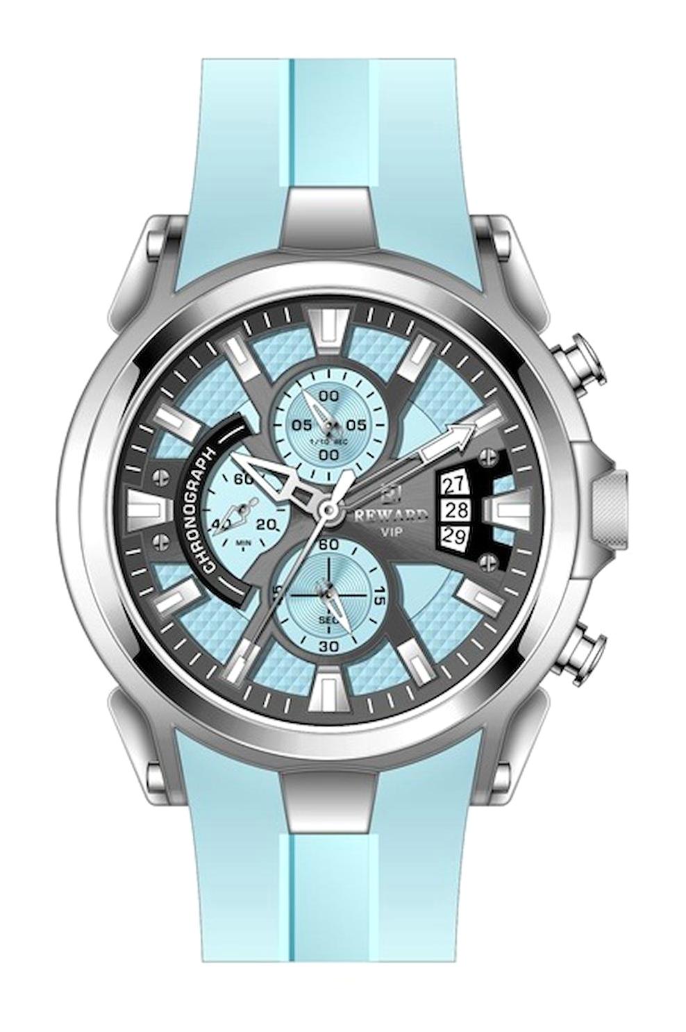 Reward A143925 Takvimli 47 mm Turkuaz Silikon Kordon Analog Erkek Kol Saati