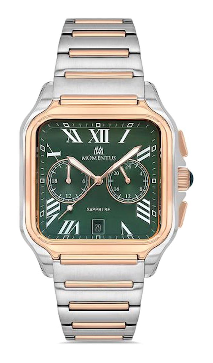 Momentus TM348T-15SR Takvimli 40 mm Altın-Çelik Kordon Analog Erkek Kol Saati