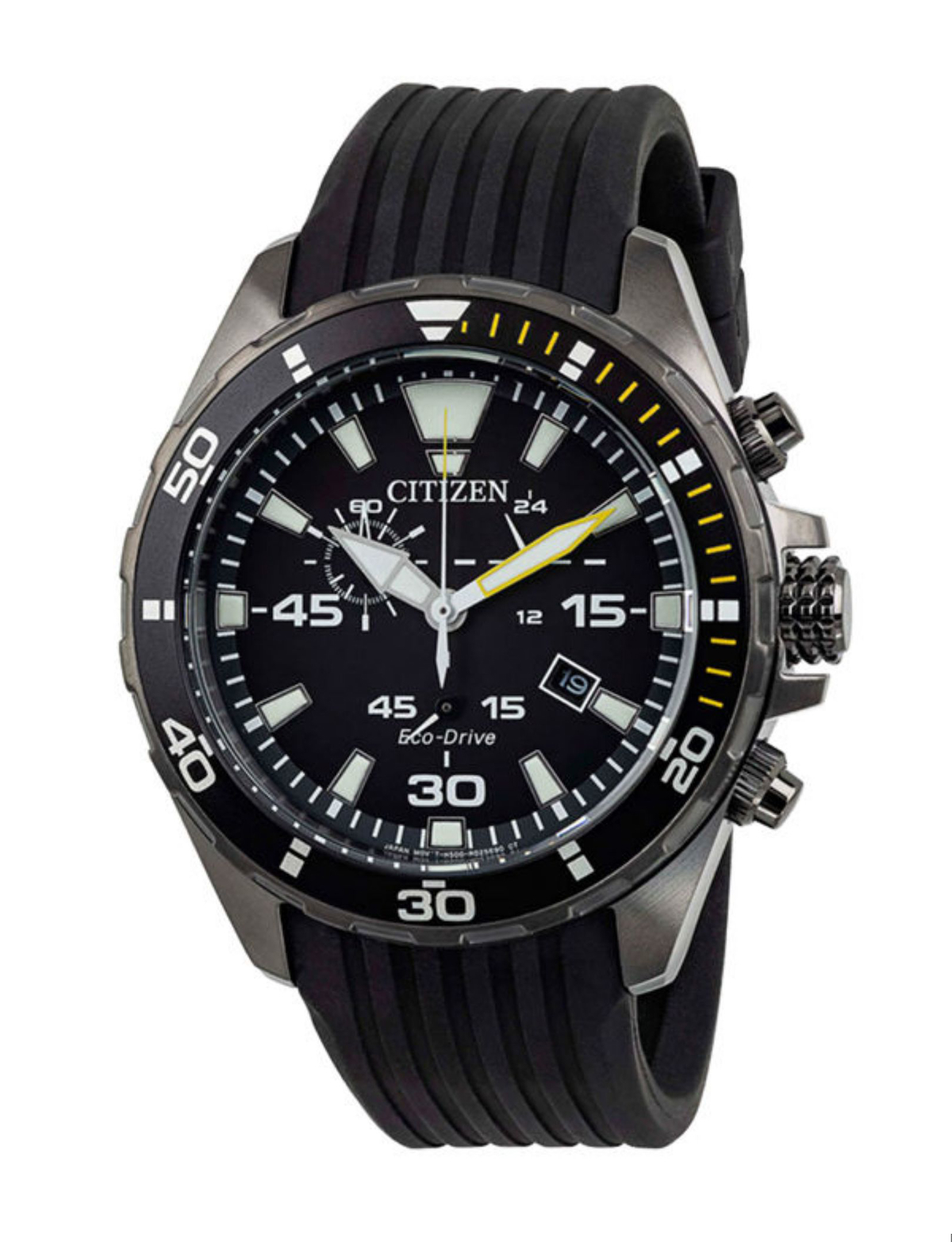 Citizen AT2437-13E Takvimli 43 mm Siyah Silikon Kordon Analog Kol Saati