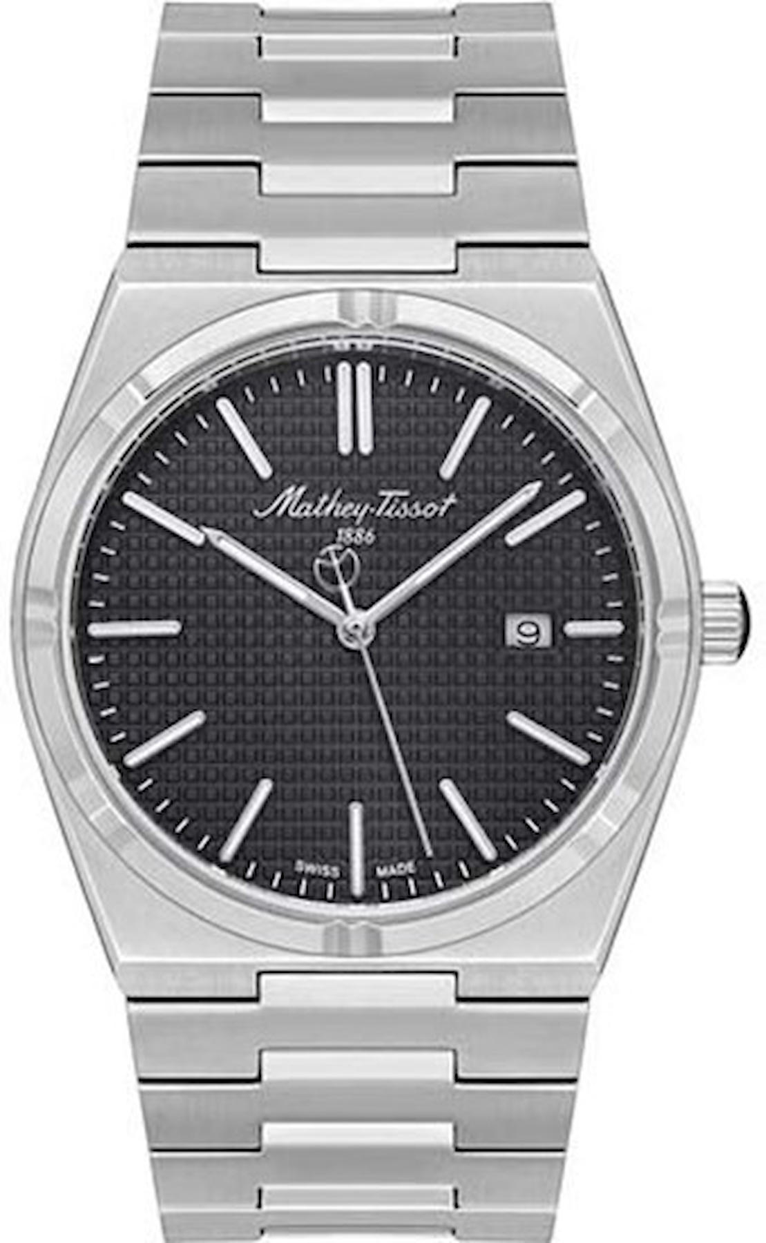Mathey-Tissot H117AN Takvimli 41-46 mm Çelik Kordon Analog Kol Saati