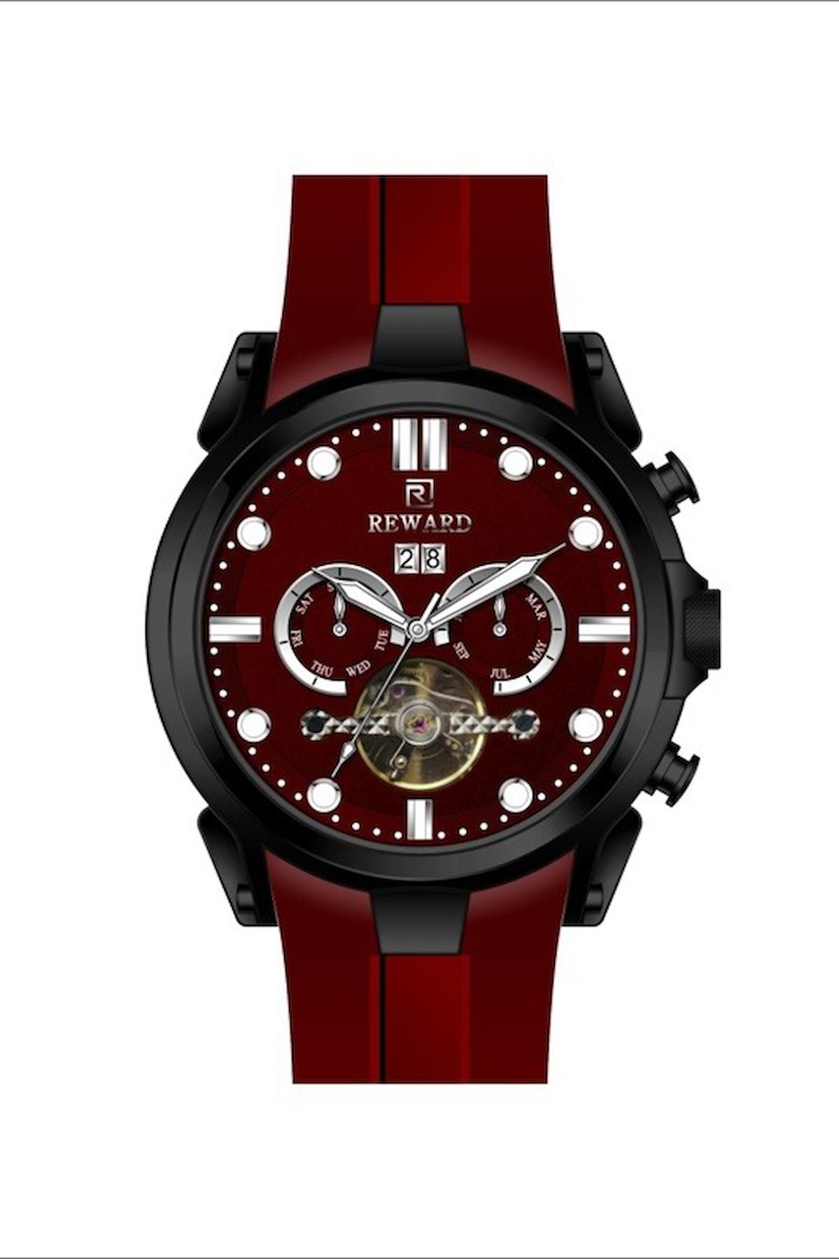 Reward A144948 Takvimli 47 mm Kırmızı Silikon Kordon Analog Erkek Kol Saati