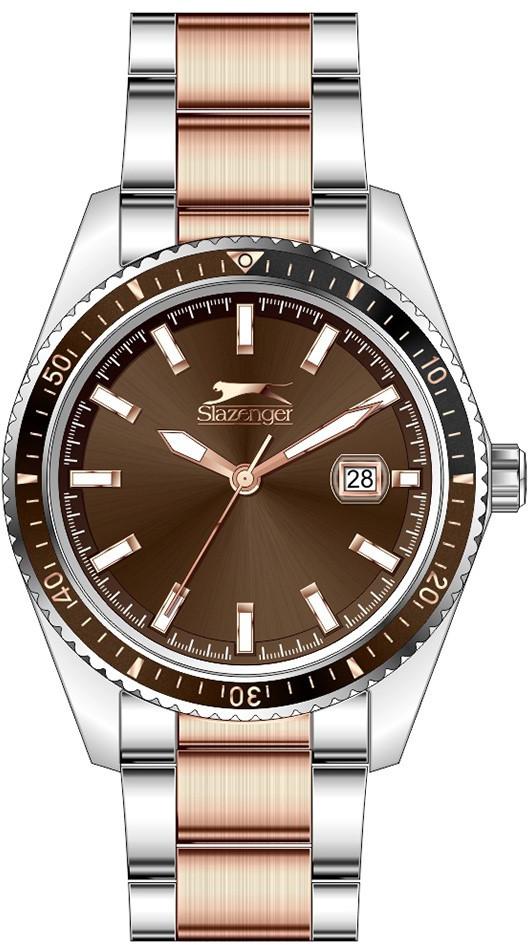 Slazenger SL.09.1928.2.03 Takvimli 43 mm Gri-Rose Gold Çelik Kordon Analog Erkek Kol Saati