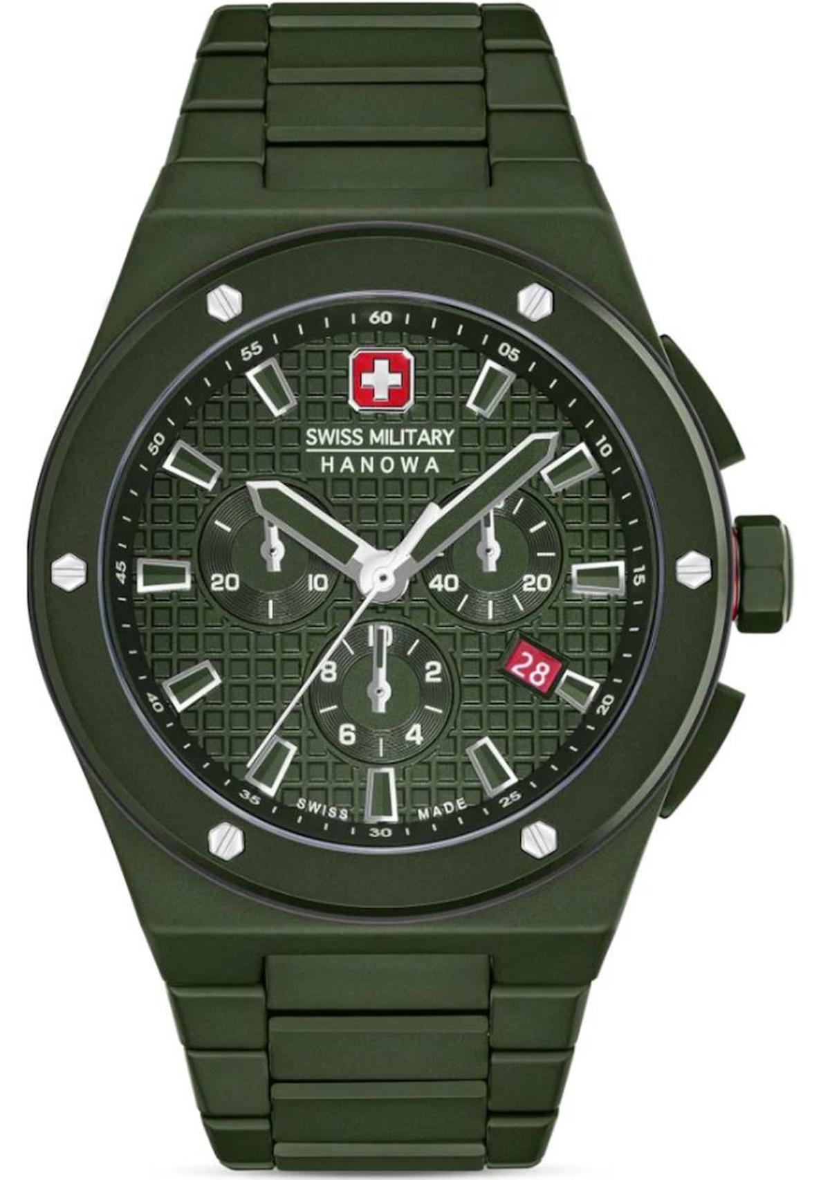 Swiss Military SMWGI0002282 Takvimli 44 mm Yeşil Çelik Kordon Analog Erkek Kol Saati