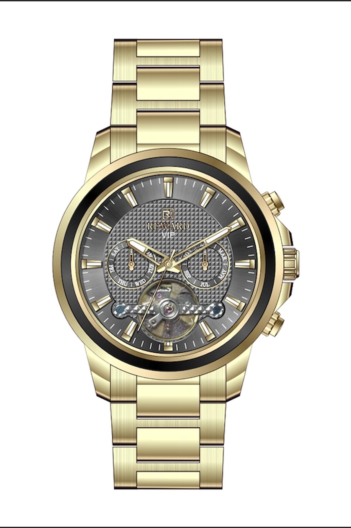 Reward A144446 Takvimli 44 mm Altın Çelik Kordon Analog Erkek Kol Saati