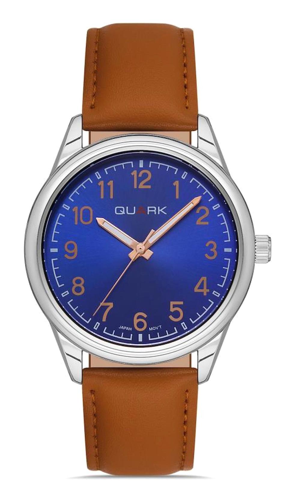 Quark QM-V005L-2B4 Takvimli 40 mm Kahverengi Deri Kordon Analog Erkek Kol Saati