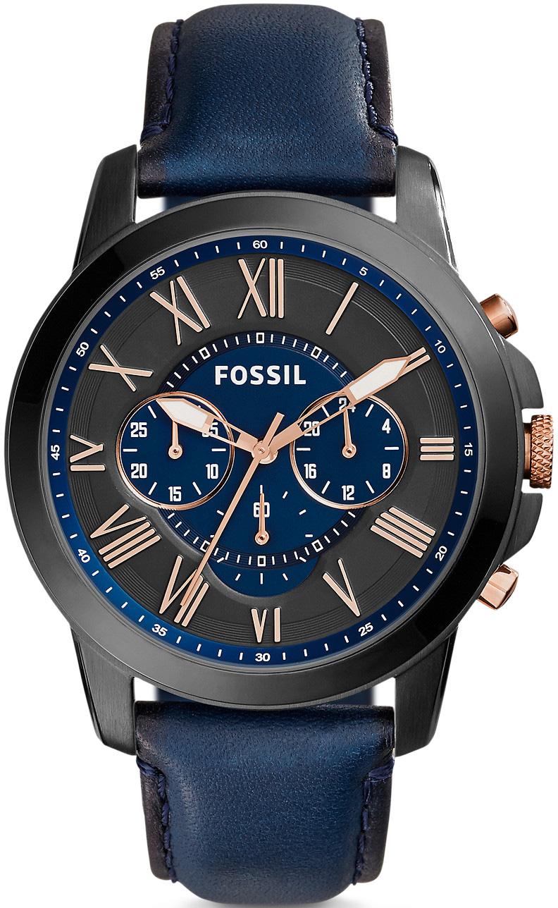 Fossil FS5061 Takvimli 36-40 mm Lacivert Deri Kordon Analog Erkek Kol Saati