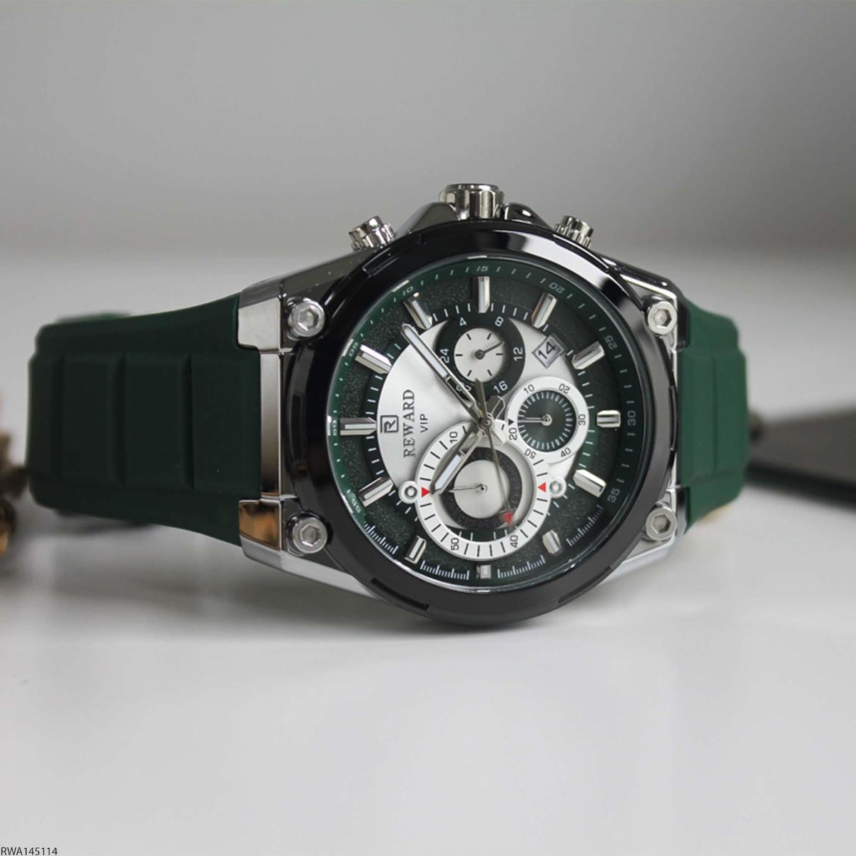 Reward RWA145114 Takvimli 47 mm Yeşil Silikon Kordon Analog Erkek Kol Saati