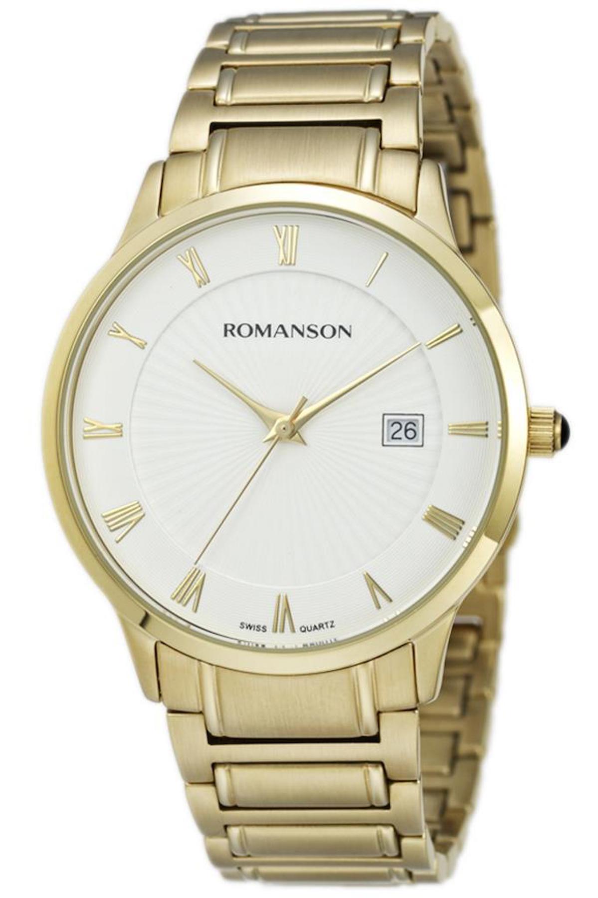 Romanson TM4253MM1GA11G Takvimli 41 mm Altın Çelik Kordon Analog Erkek Kol Saati