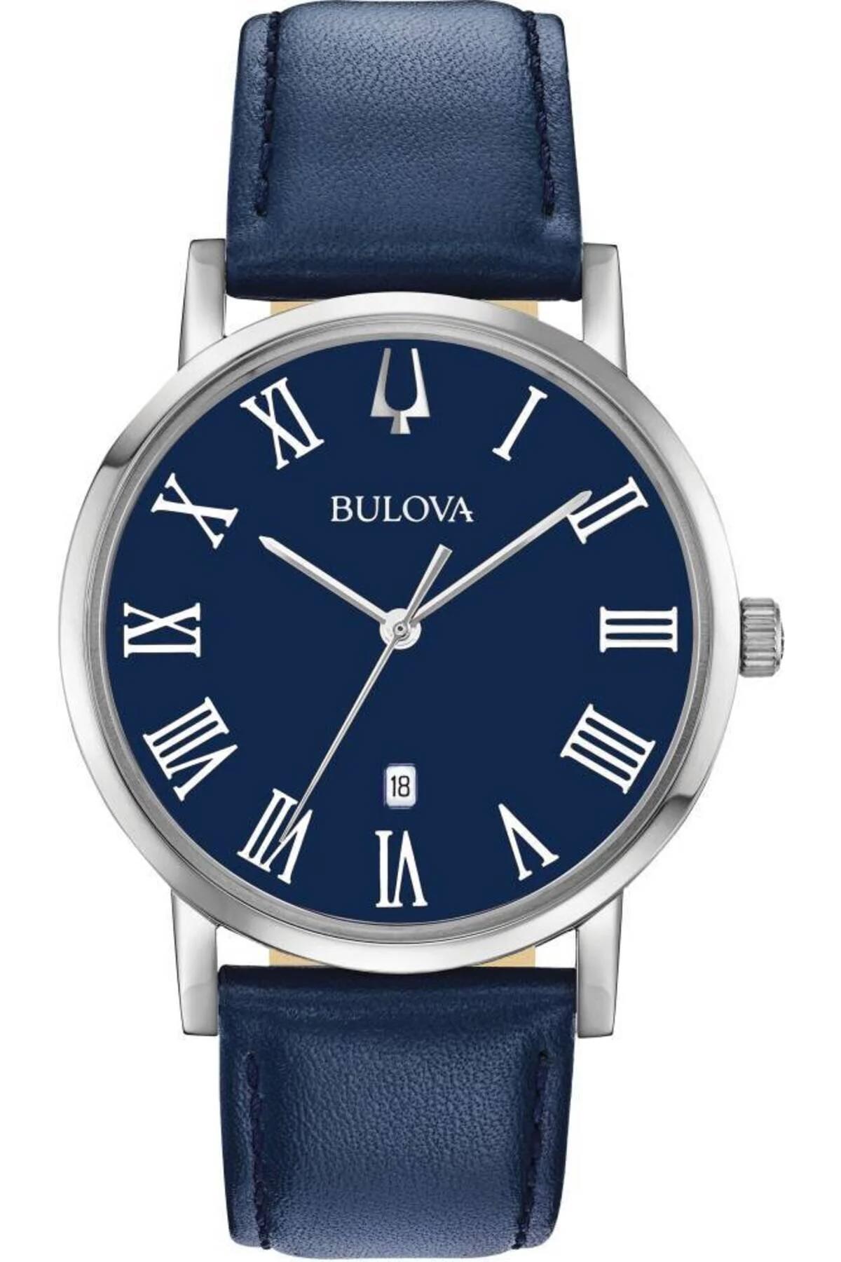 Bulova 96B295 Takvimli 40 mm Lacivert Deri Kordon Analog Erkek Kol Saati