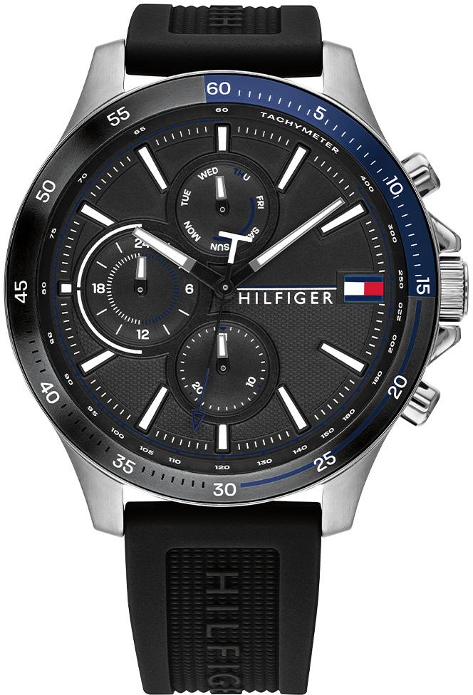 Tommy Hilfiger TH1791724 Takvimli 44 mm Siyah Silikon Kordon Analog Erkek Kol Saati