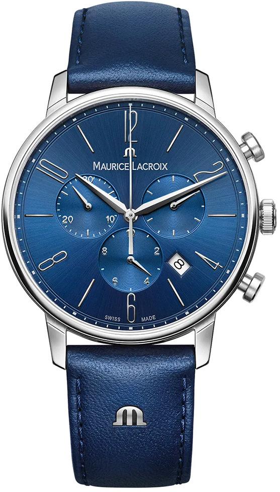 Maurice Lacroix EL1098SS001420-4 Takvimli 40 mm Lacivert Deri Kordon Analog Erkek Kol Saati