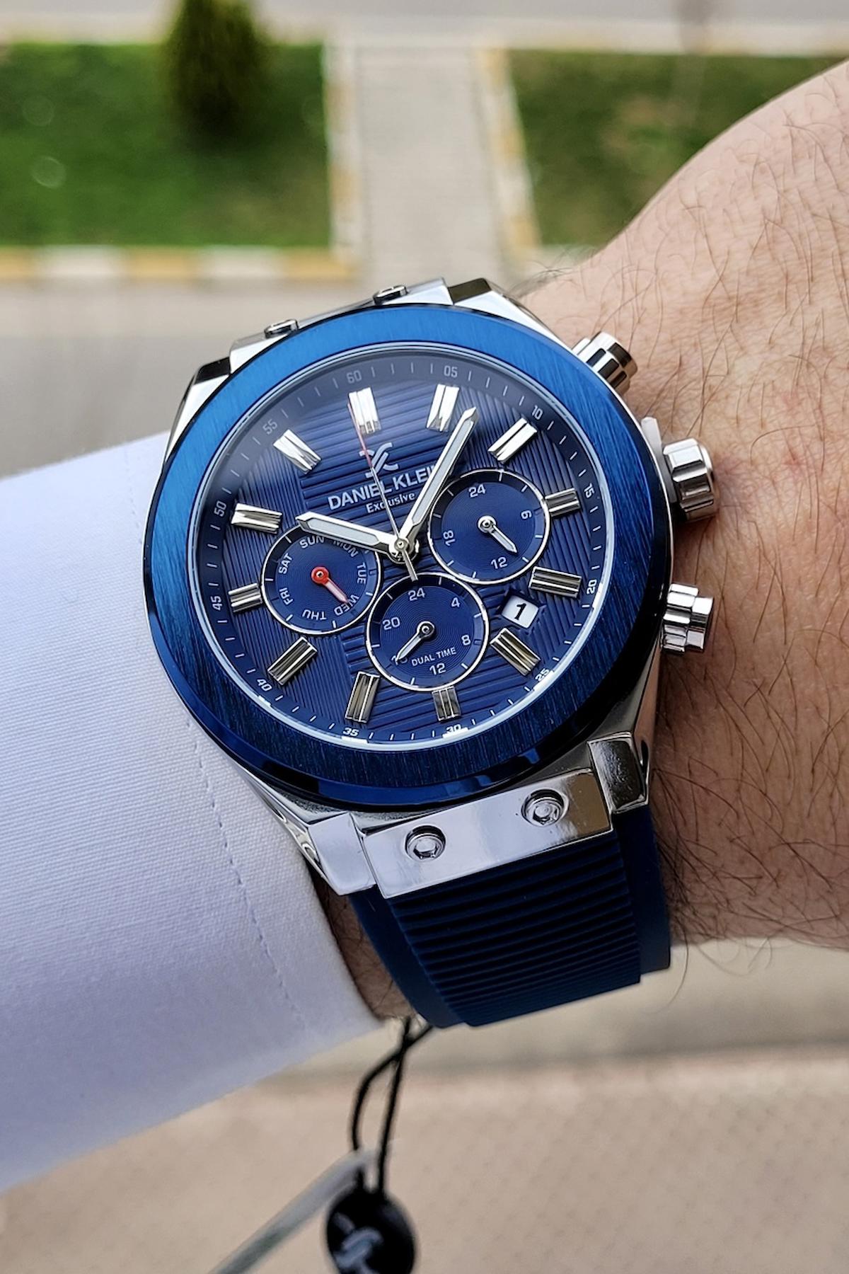 Daniel Klein DKISTE254 Takvimli 42 mm Siyah Silikon Kordon Analog Erkek Kol Saati