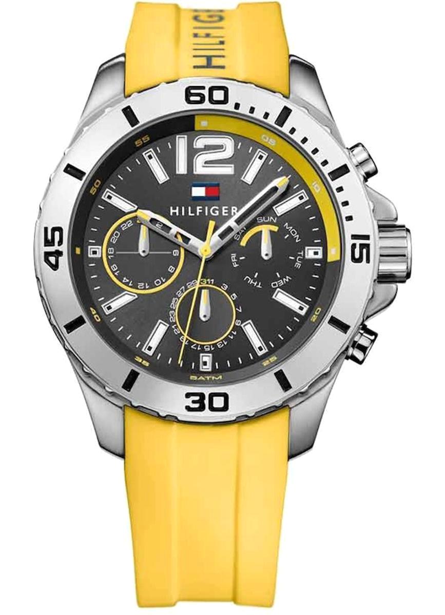 Tommy Hilfiger TH1791144 Takvimli 44 mm Sarı Silikon Kordon Analog Erkek Kol Saati