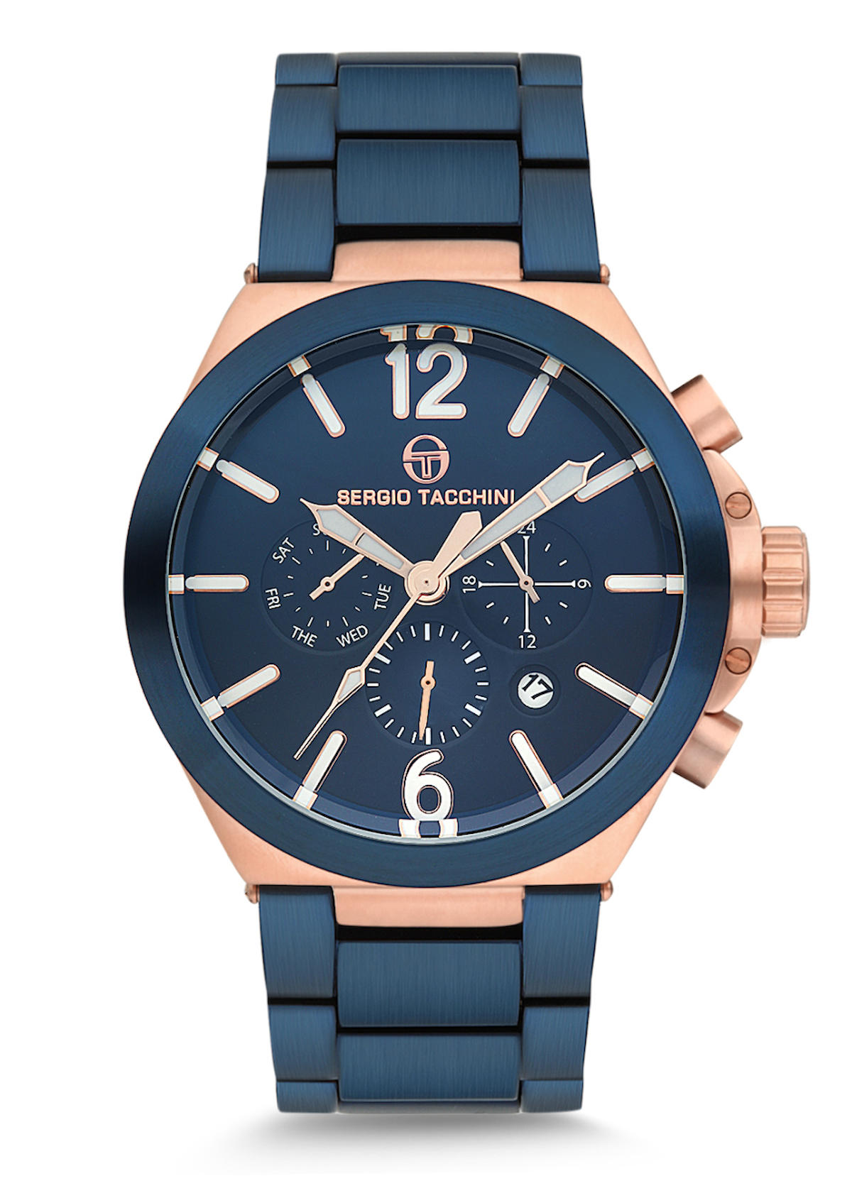 Sergio Tacchini ST.9.104.02 Takvimli 46 mm Lacivert Metal Kordon Analog Erkek Kol Saati
