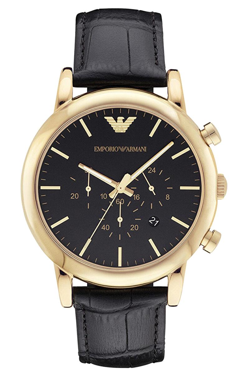 Emporio Armani AR1917 Takvimli 42 mm Siyah Deri Kordon Analog Erkek Kol Saati