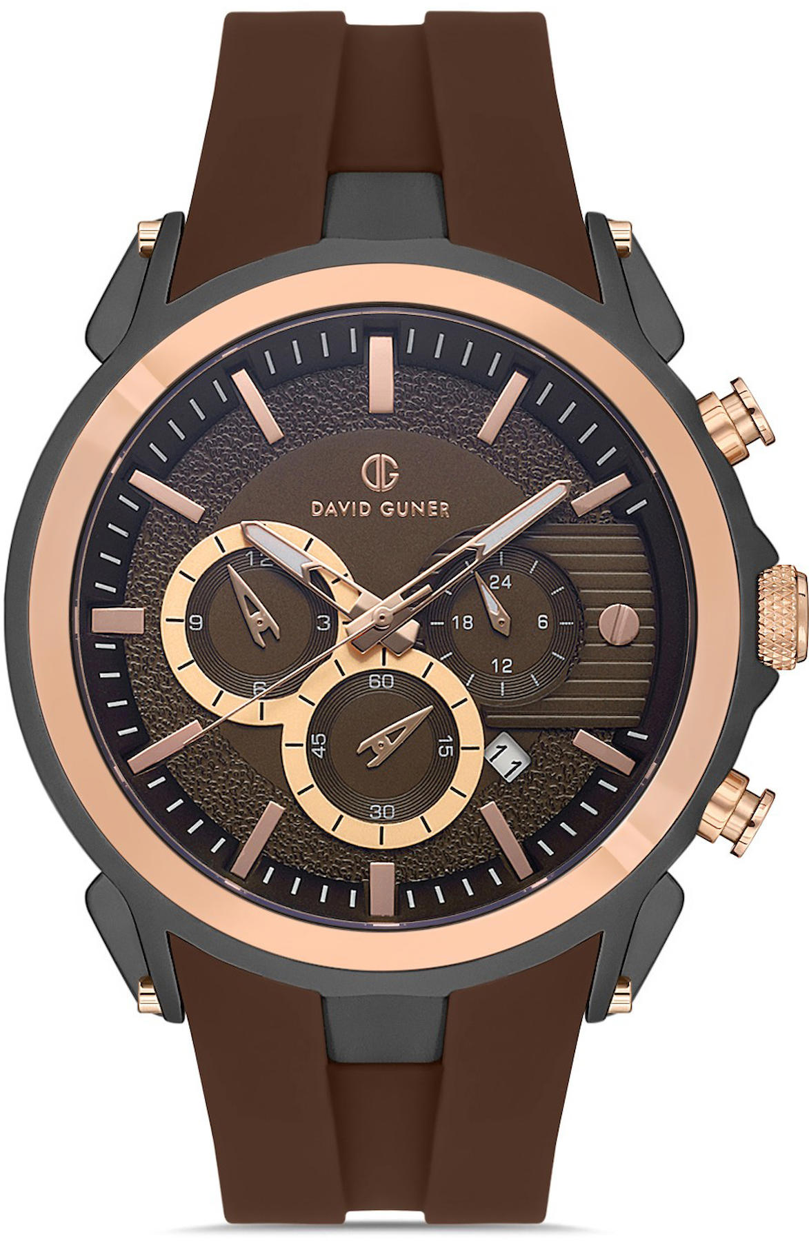 David Guner DG-8655GD-R6 Takvimli 42 mm Bronz Metal Kordon Analog Kol Saati