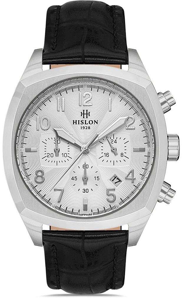 Hislon MS108S-02BS Pusulalı Takvimli 42 mm Siyah Deri Kordon Analog Kol Saati