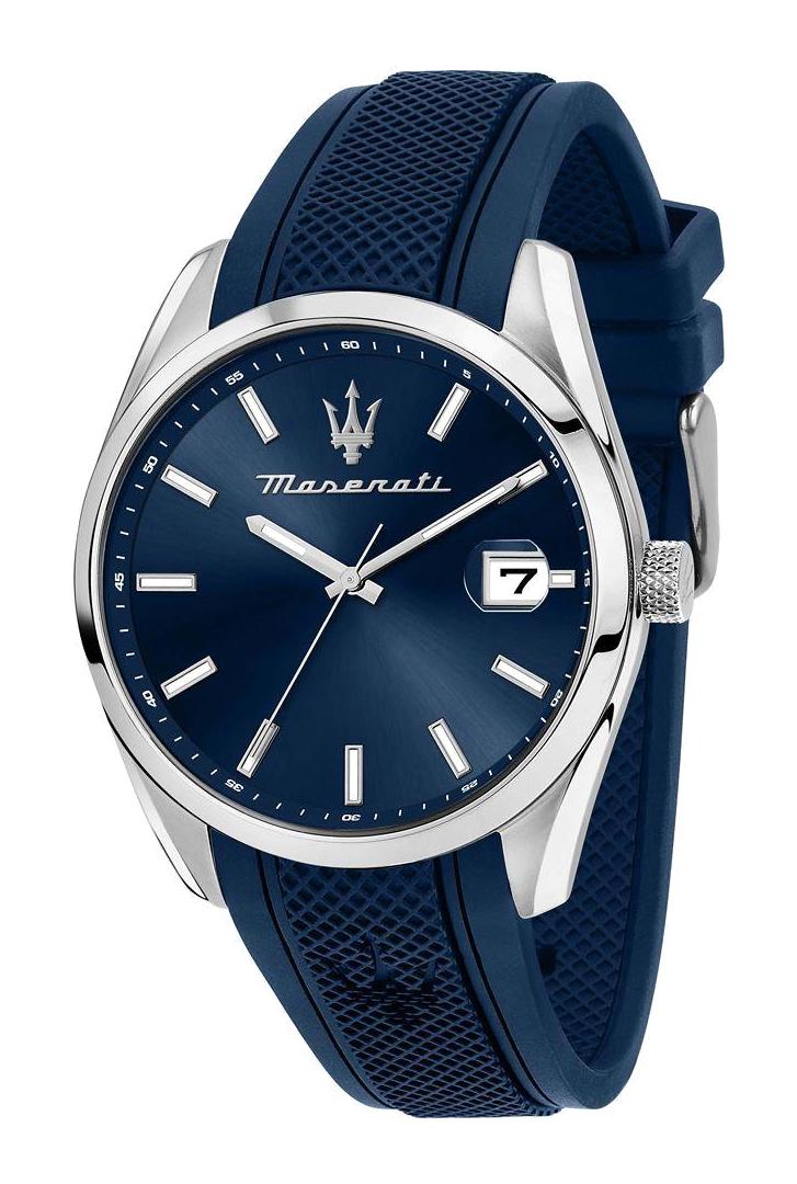 Maserati R8851151005 Takvimli 43 mm Mavi Silikon Kordon Analog Erkek Kol Saati
