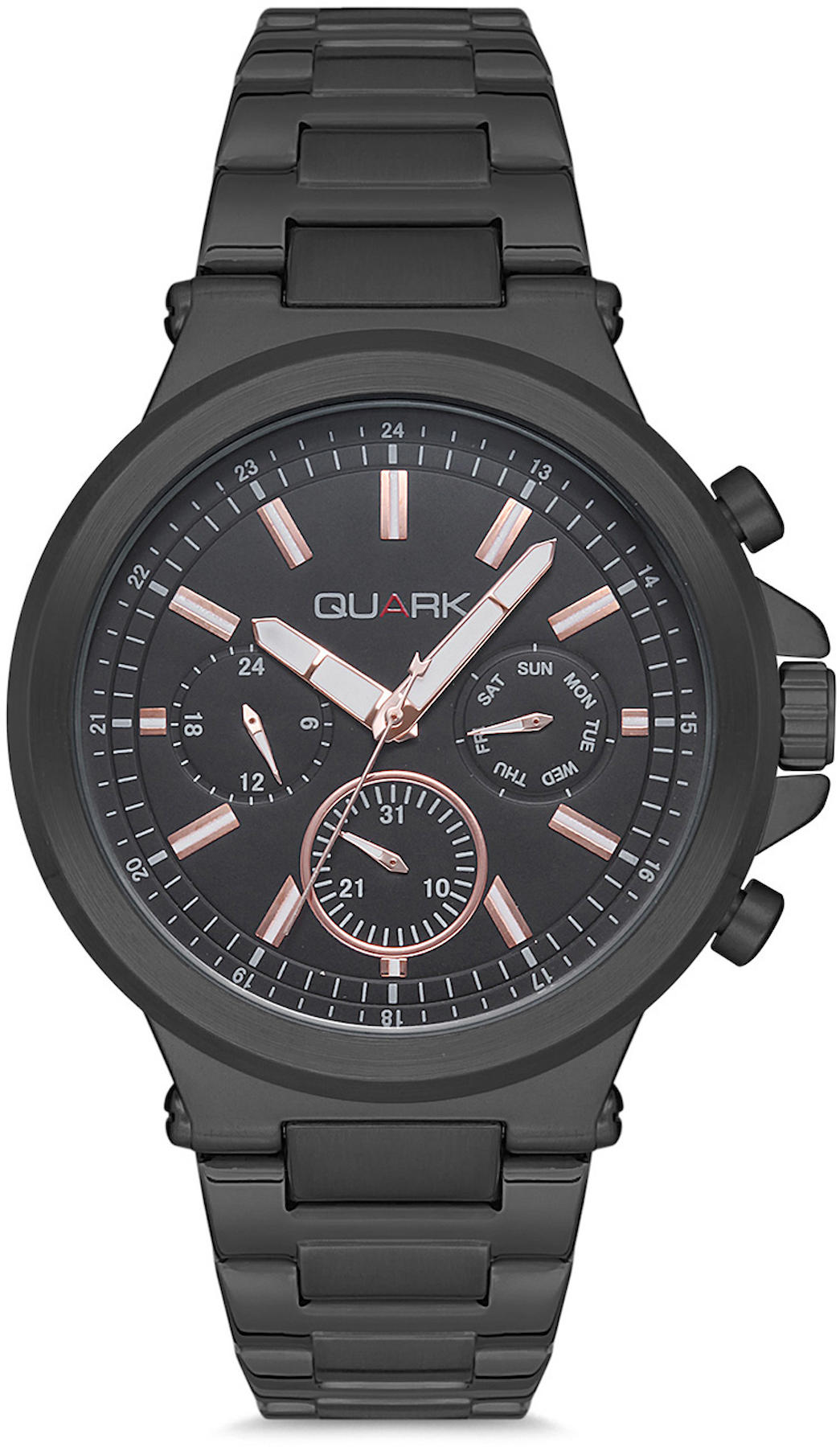 Quark QC-423BK-1A Takvimli 43 mm Siyah Çelik Kordon Analog Kol Saati
