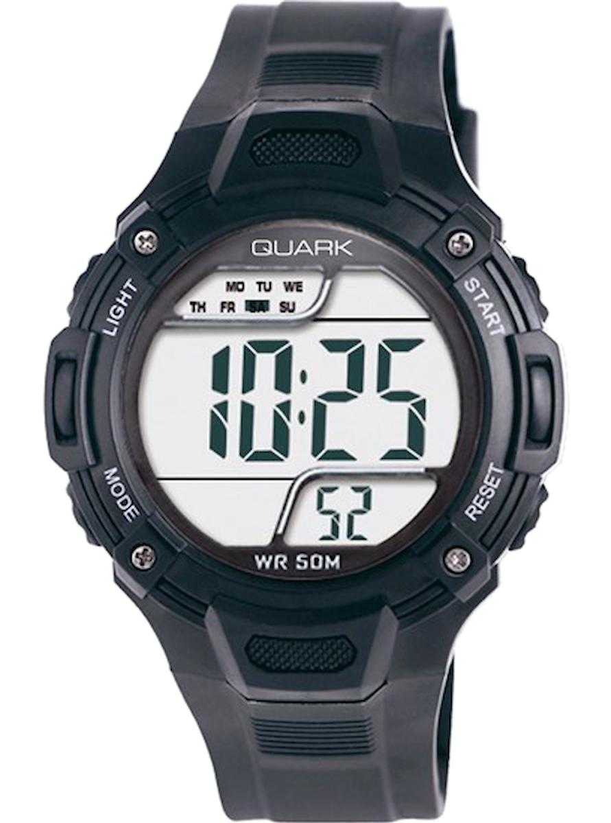 Quark QU-312G-2 Takvimli 41 mm Siyah Silikon Kordon Dijital Erkek Kol Saati