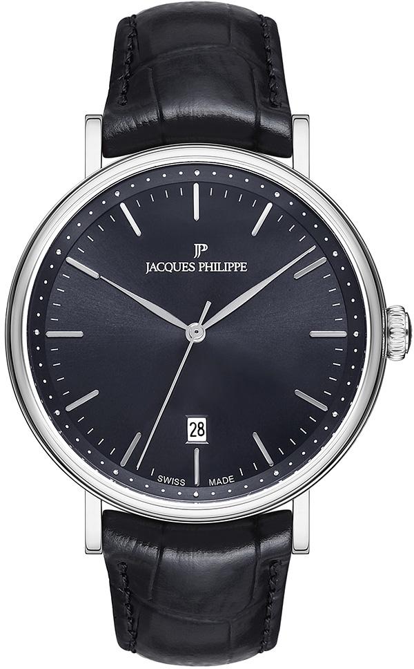 Jacques Philippe JPQGS011111 Takvimli 42 mm Siyah Deri Kordon Analog Erkek Kol Saati
