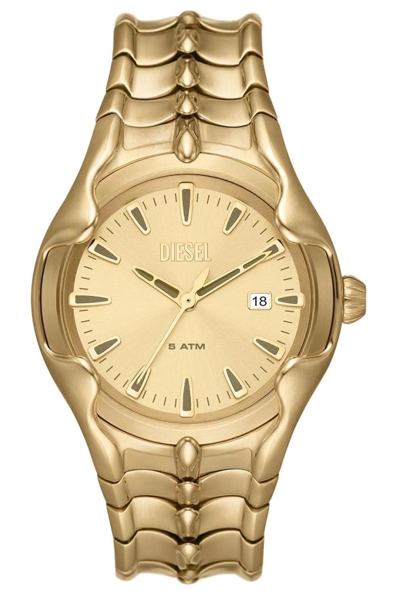 Diesel DZ2186 Takvimli 44 mm Altın Silikon Kordon Analog Erkek Kol Saati