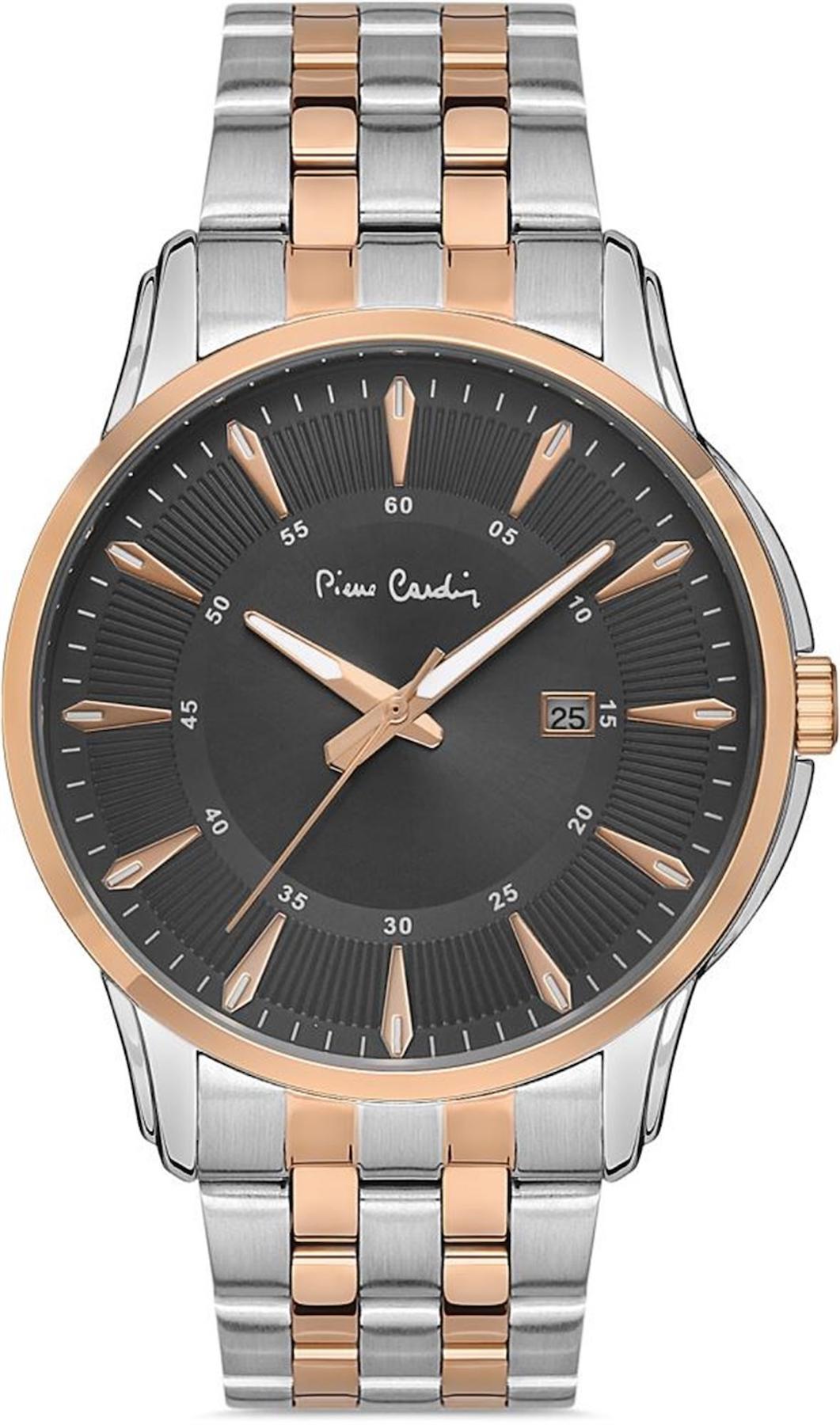 Pierre Cardin 800211F104 Takvimli 44 mm Gri-Rose Gold Çelik Kordon Analog Erkek Kol Saati