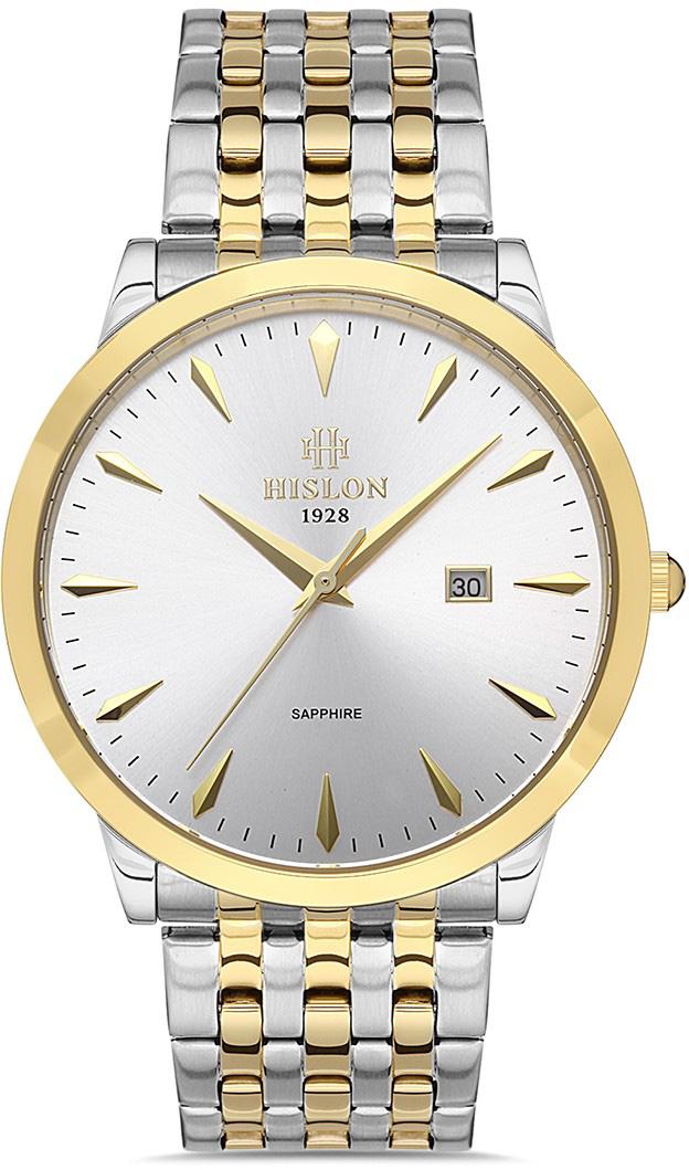 Hislon CL125T-03SG Takvimli 42 mm Altın-Çelik Kordon Analog Erkek Kol Saati