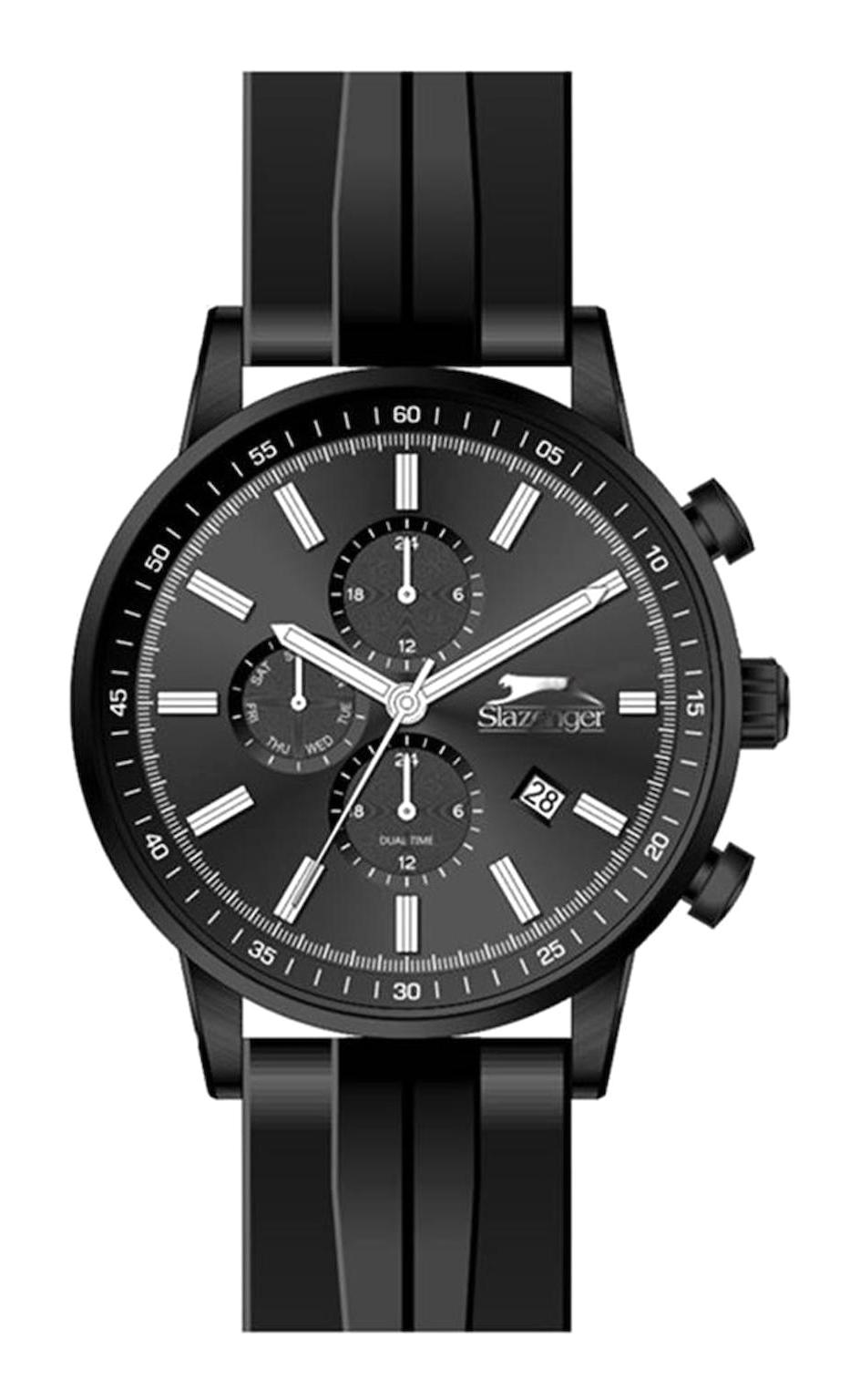 Slazenger SL.09.1927.2.01 Takvimli 45 mm Siyah Silikon Kordon Analog Erkek Kol Saati