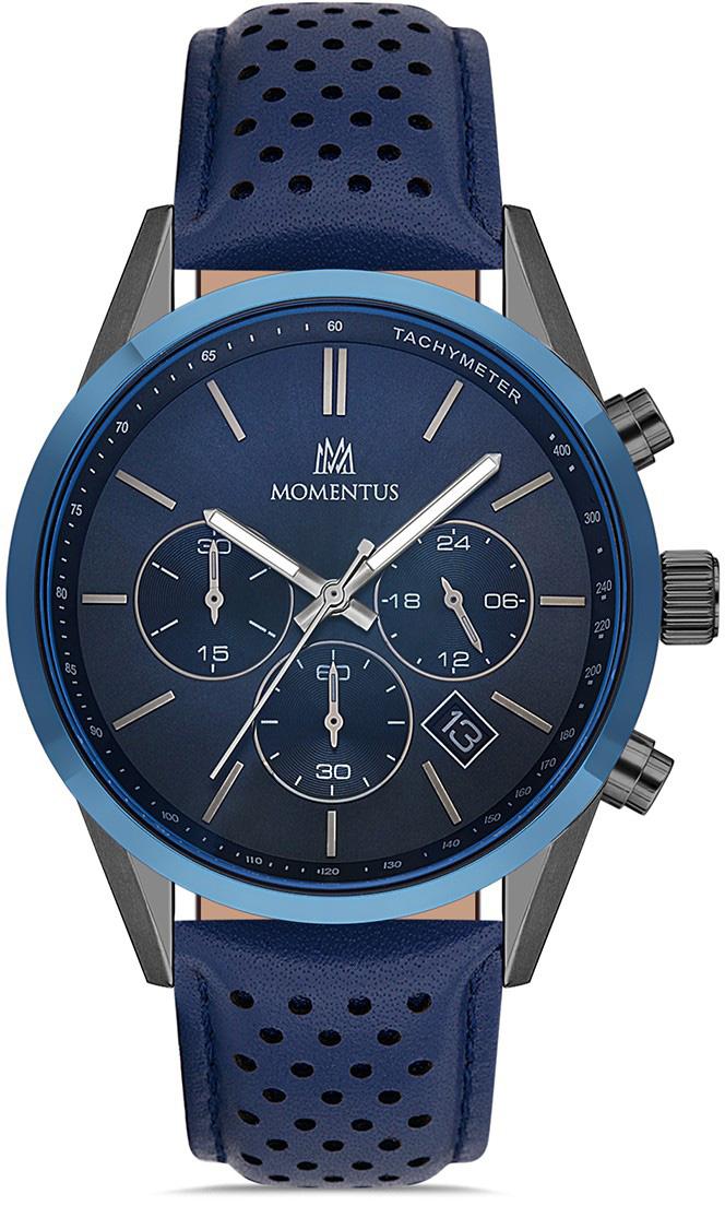 Momentus SC247N-11MN Takvimli 44 mm Lacivert Deri Kordon Analog Erkek Kol Saati