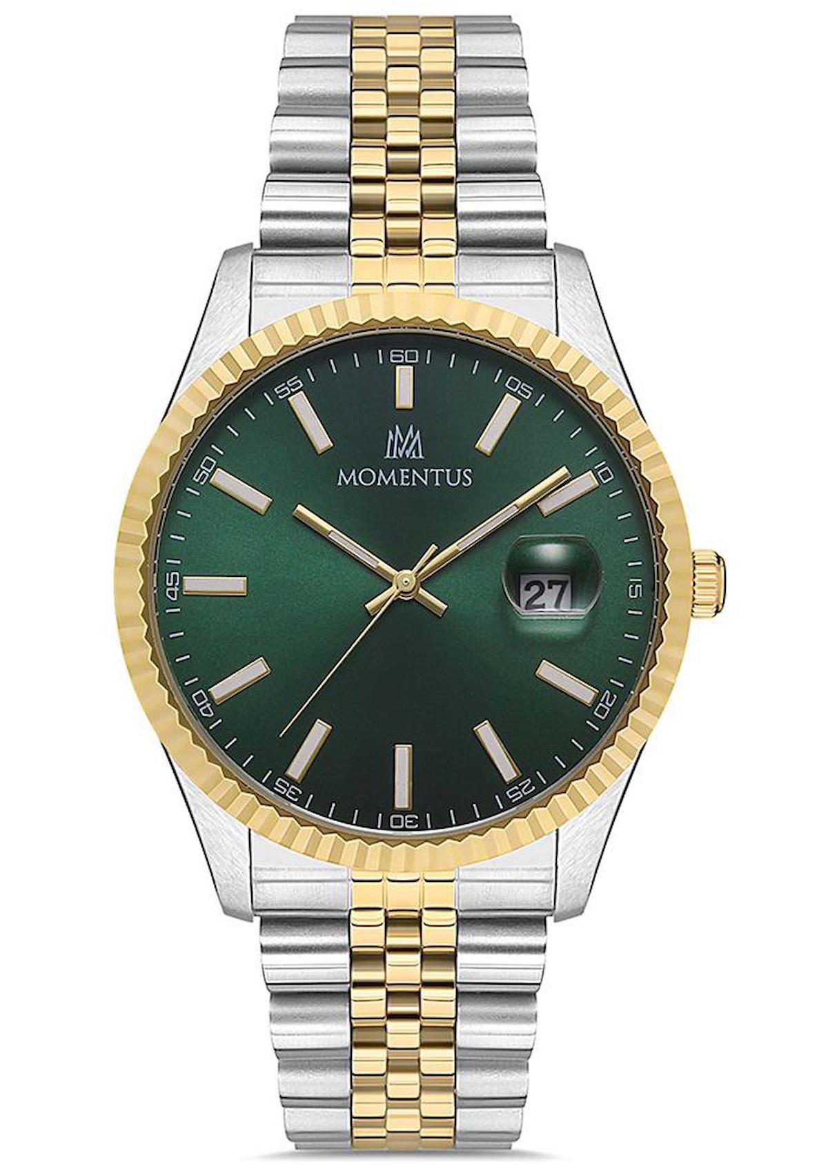 Momentus CM131T-15SG Takvimli 44 mm Altın-Çelik Kordon Analog Erkek Kol Saati