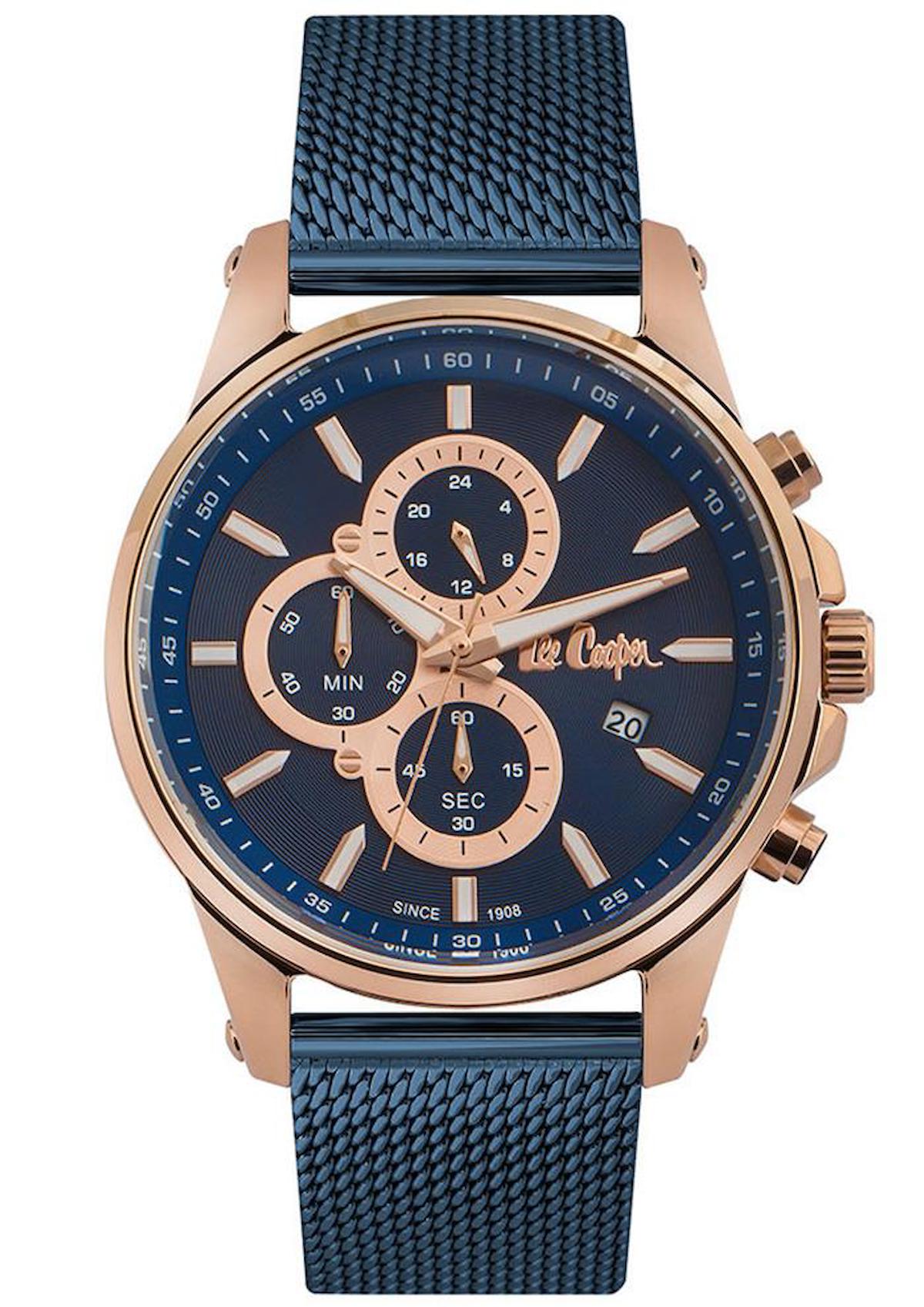 Lee Cooper LC07007.490-NL Takvimli 43 mm Lacivert Çelik Kordon Analog Erkek Kol Saati