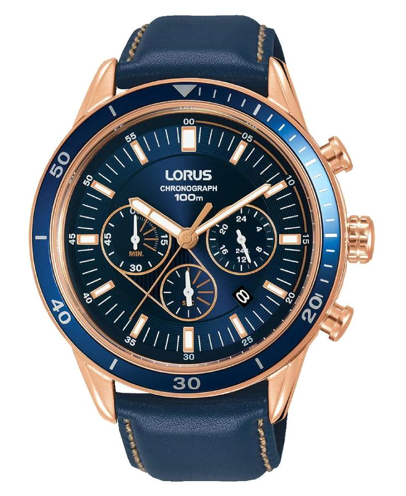 Lorus RT306HX9 Takvimli 45 mm Lacivert Deri Kordon Analog Erkek Kol Saati