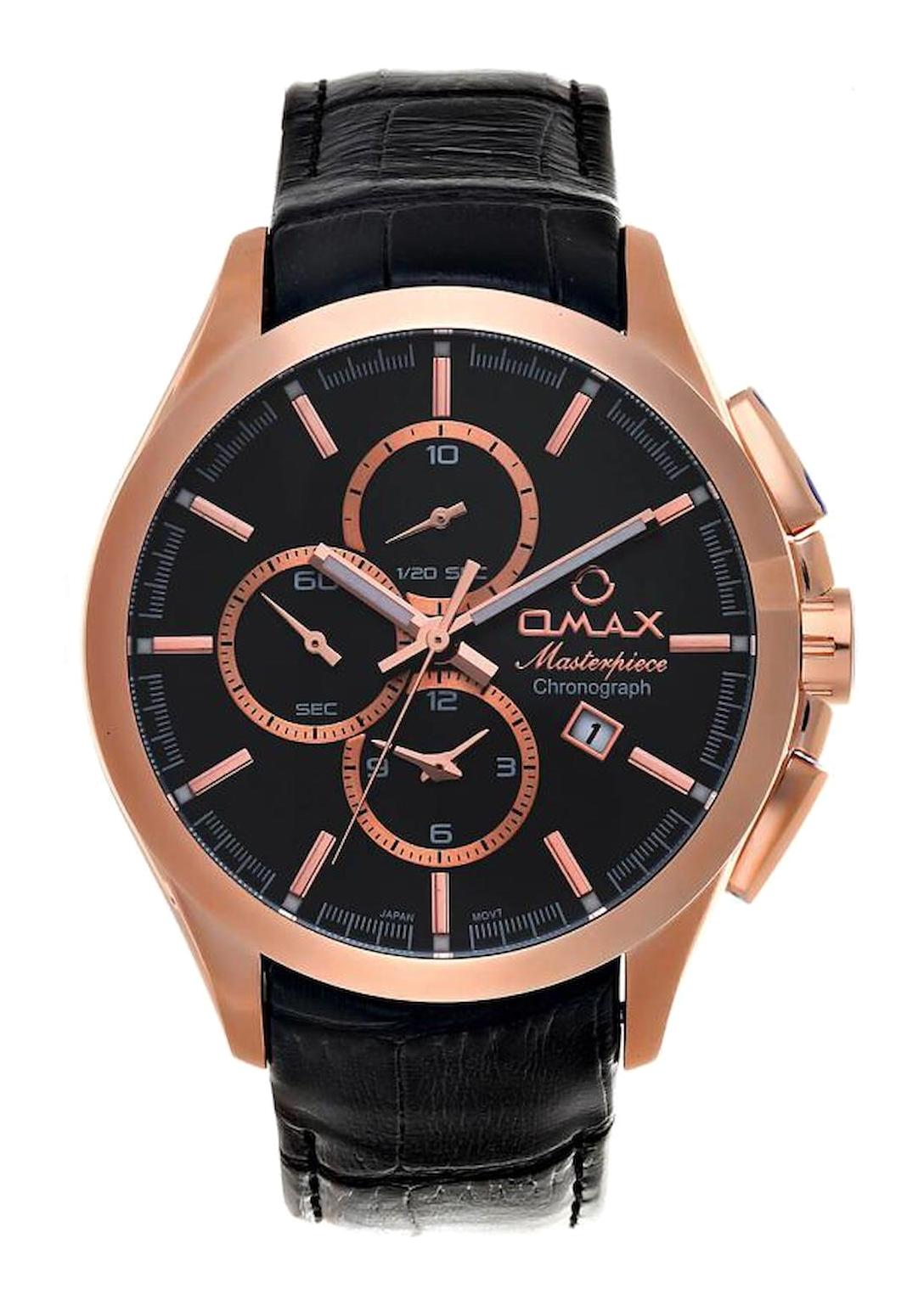 Omax CL02R22I Takvimli 45 mm Siyah Metal Kordon Analog Erkek Kol Saati