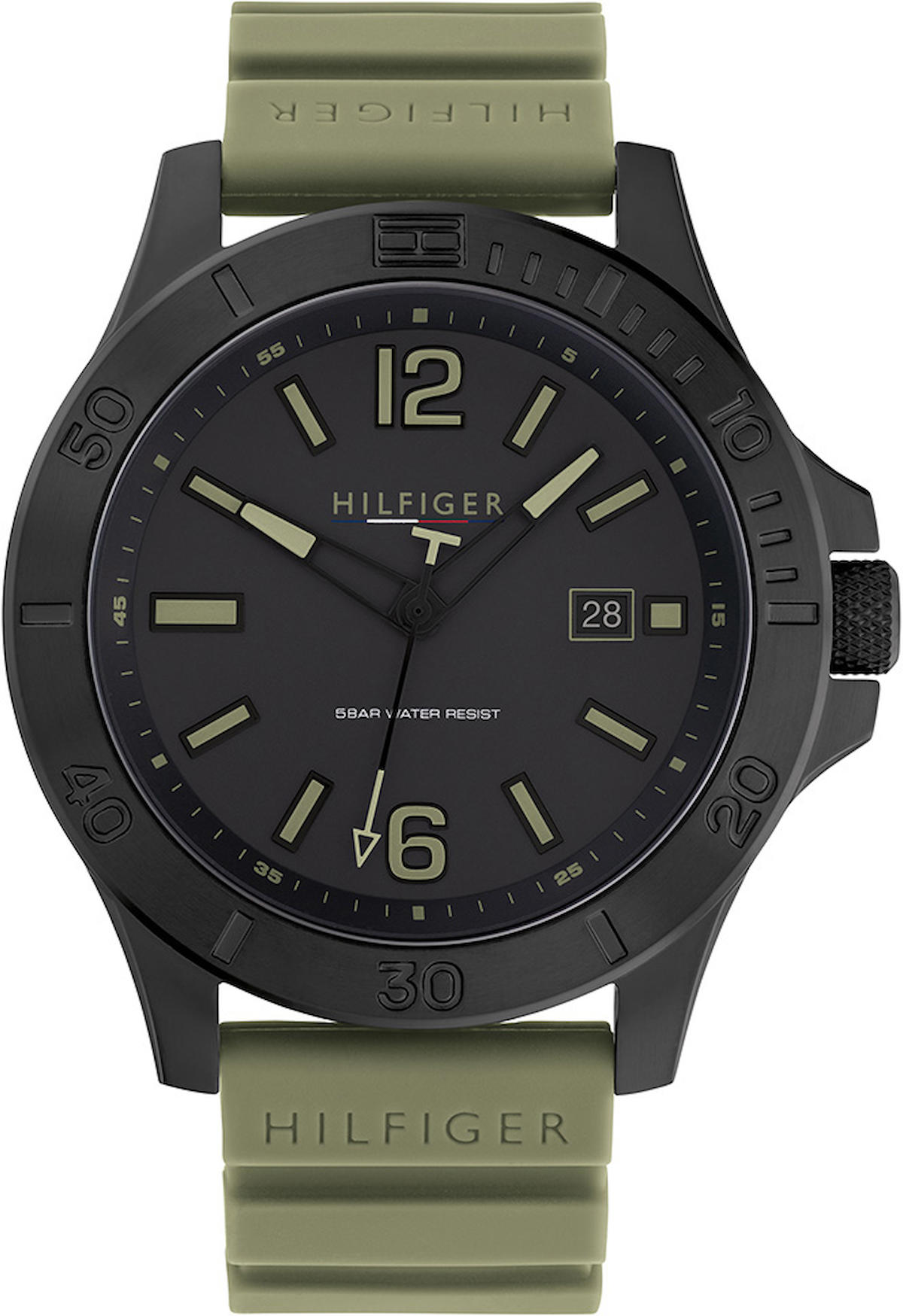 Tommy Hilfiger TH1791992 Takvimli 46 mm Yeşil Plastik Kordon Analog Erkek Kol Saati