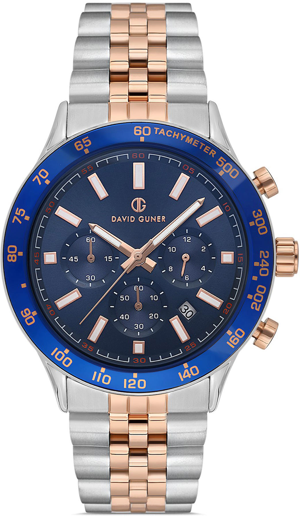 David Guner DG-8666GA-E3 Takvimli 42 mm Metal Kordon Analog Kol Saati