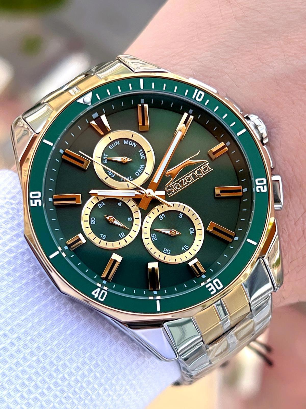 Slazenger SL.2245.2.03 Takvimli 48 mm Altın-Çelik Kordon Analog Erkek Kol Saati