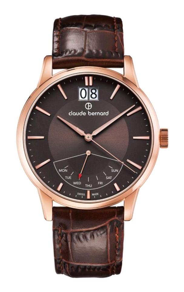 Claude Bernard CB.41001 Takvimli 42 mm Kahverengi Deri Kordon Analog Erkek Kol Saati