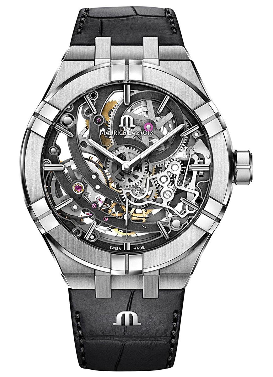 Maurice Lacroix ML-AI6028SS001030-1 45 mm Siyah Deri Kordon Analog Erkek Kol Saati