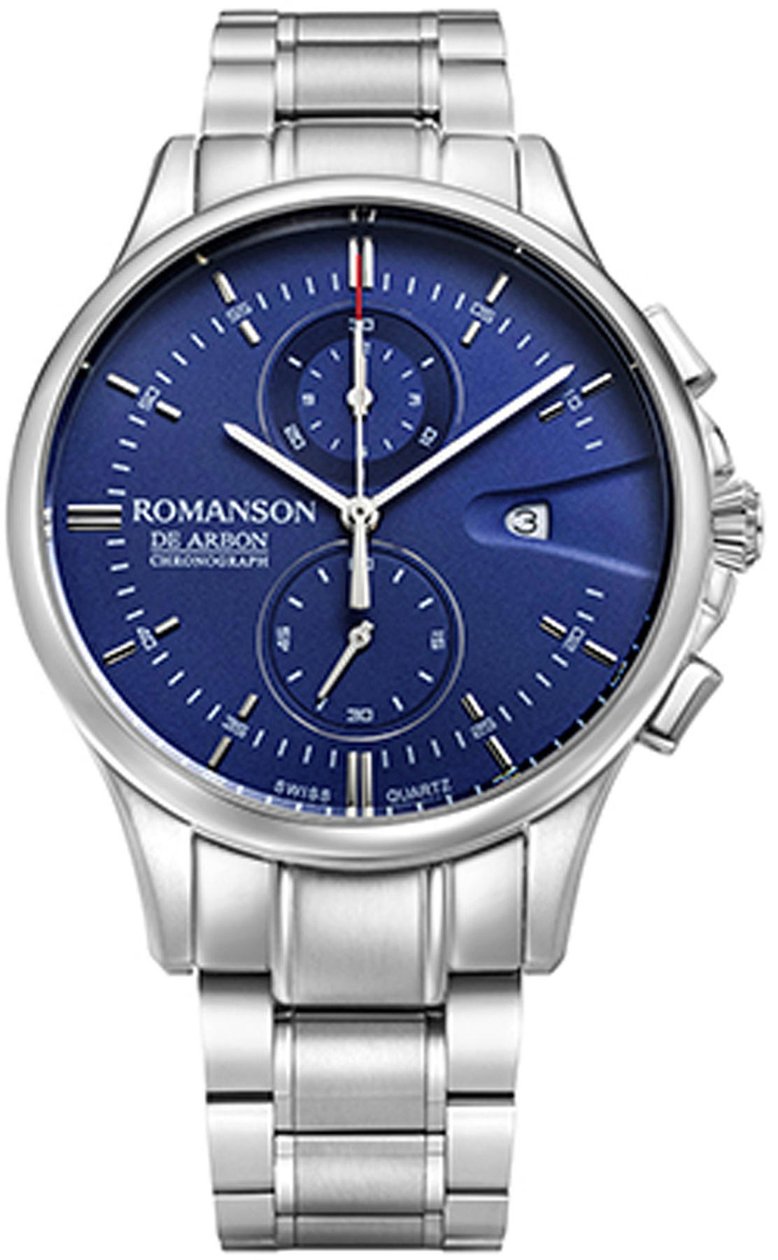 Romanson CA5A09HMWWA4R5 Takvimli 41 mm Çelik Kordon Analog Kol Saati
