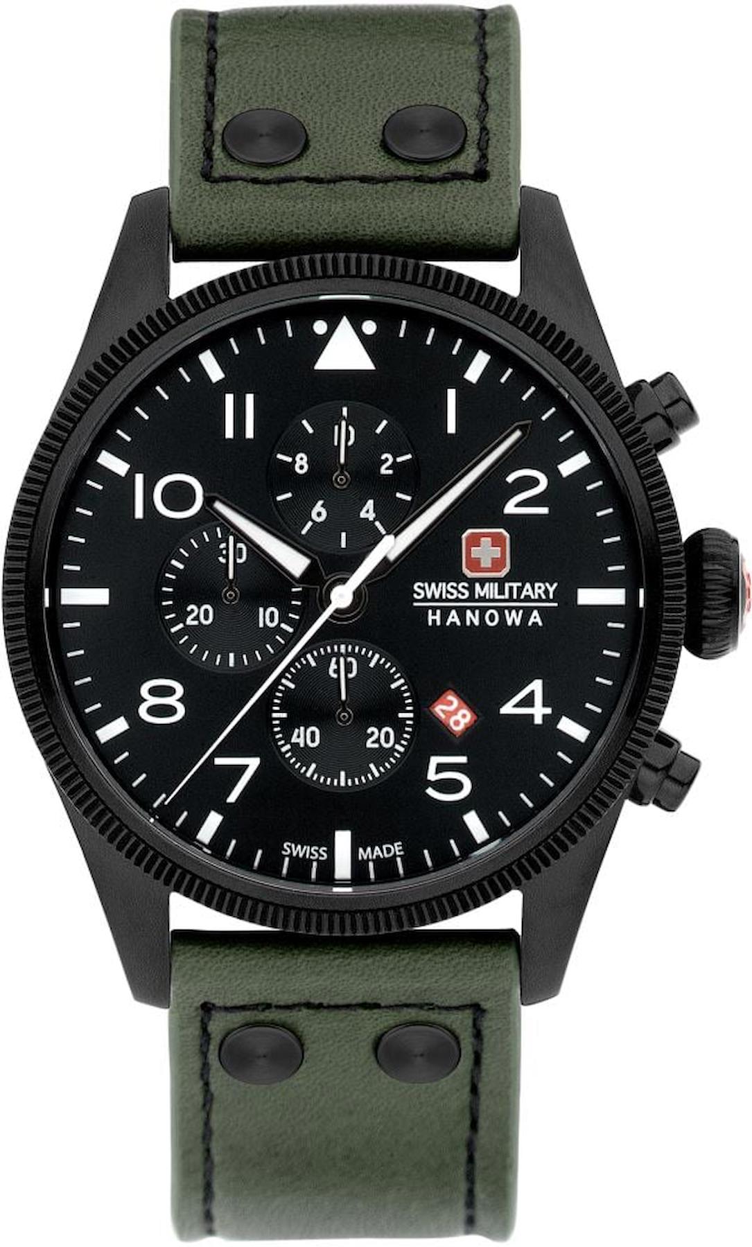 Swiss Military SMWGC0000430 Takvimli 42 mm Yeşil Deri Kordon Analog Kol Saati