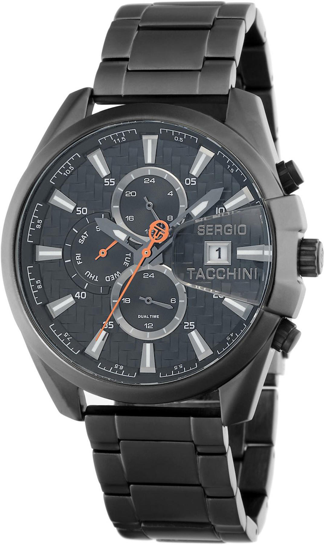 Sergio Tacchini ST.1.10050.5 Takvimli 45 mm Siyah Çelik Kordon Analog Kol Saati