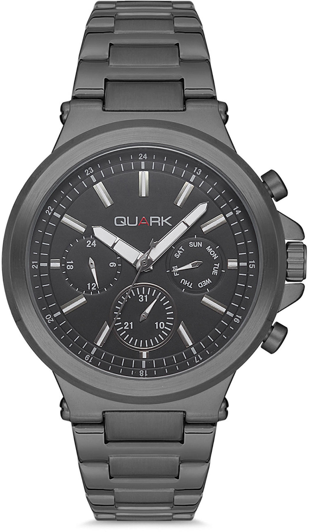 Quark QC-423GN-1A Takvimli 43 mm Siyah Çelik Kordon Analog Kol Saati