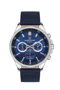 Daniel Klein DK.1.13544.3 Takvimli 45 mm Lacivert Deri Kordon Analog Erkek Kol Saati