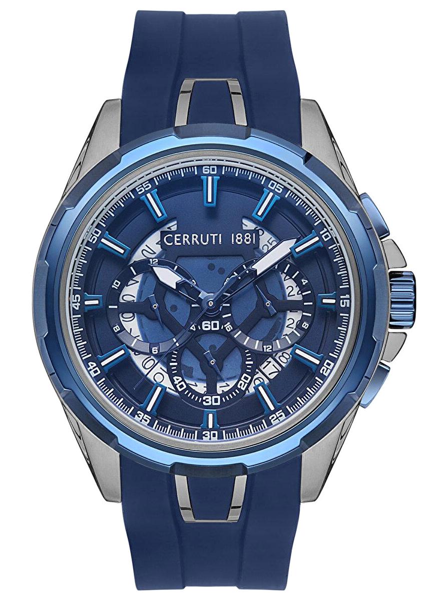 Cerruti 1881 CRA31204 Takvimli Lacivert Silikon Kordon Analog Erkek Kol Saati