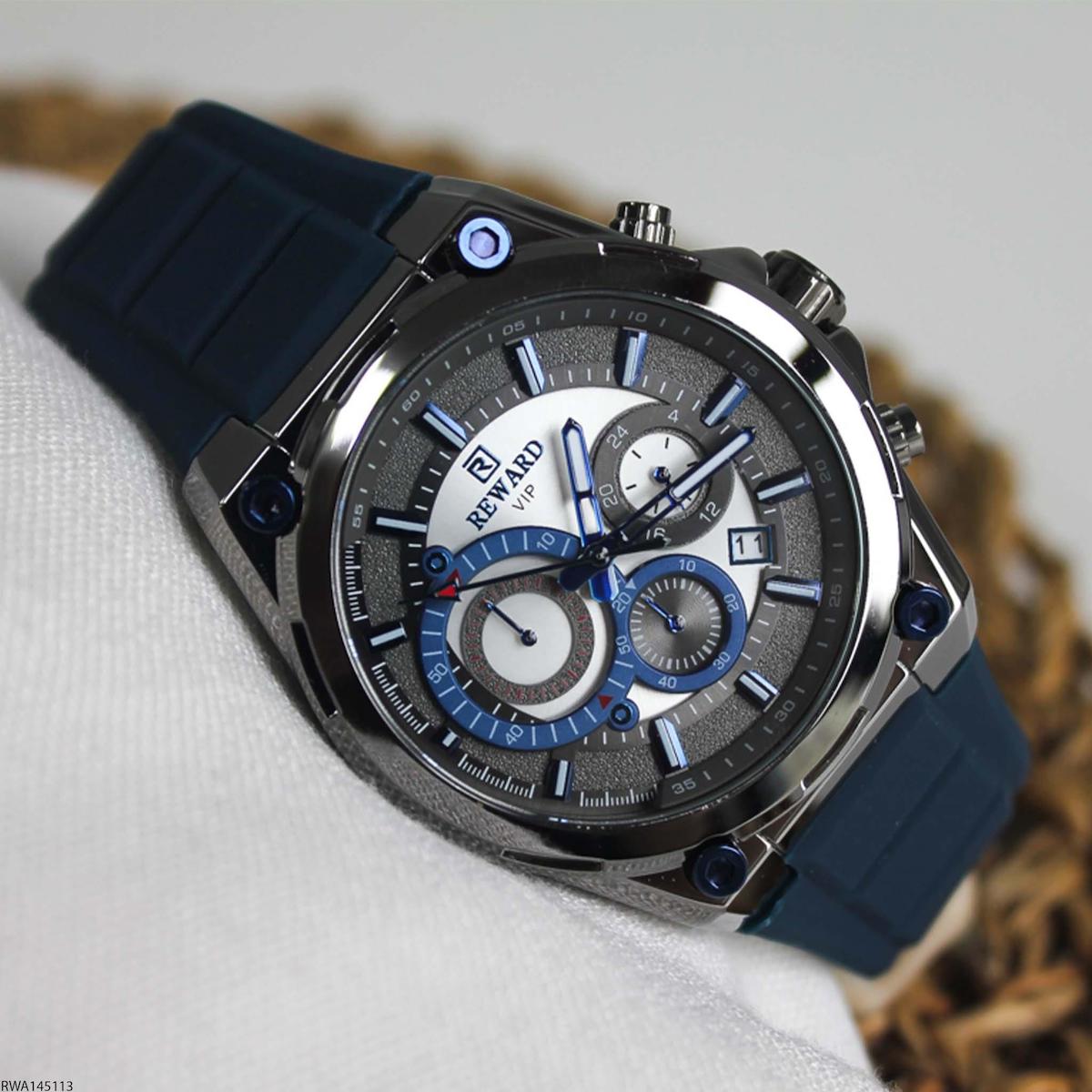 Reward RWA145113 Takvimli 47 mm Lacivert Silikon Kordon Analog Erkek Kol Saati